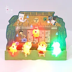 日本夏日祭音乐灯光立体贺卡鬼太郎搞怪新奇摆件鬼怪发光气氛卡片-淘宝网