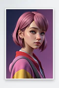 酷女孩形象任务超真实渐变背景-众图网