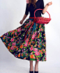 Vintage floral linen maxi skirt (0048)