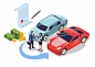 Car change or buying, paying money for purchase Premium Vector
