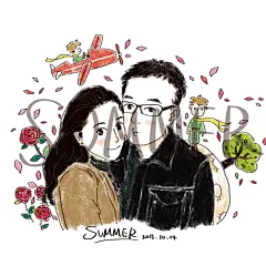 summer的手绘店婚礼定制情景插画设计请柬卡通形象商业漫画宠物-淘宝网