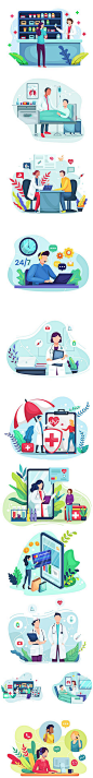 在线互联网挂号诊断医生治疗手机网页预约AI插画海报设计素材T286-淘宝网