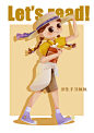 扁平风女孩插画_兔子牙秋秋__插画师作品_涂鸦王国gracg.com