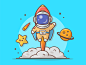 Thank you for 15K!!!  rocket space earth star astronaut logo cute vector flat icon illustration dribbble