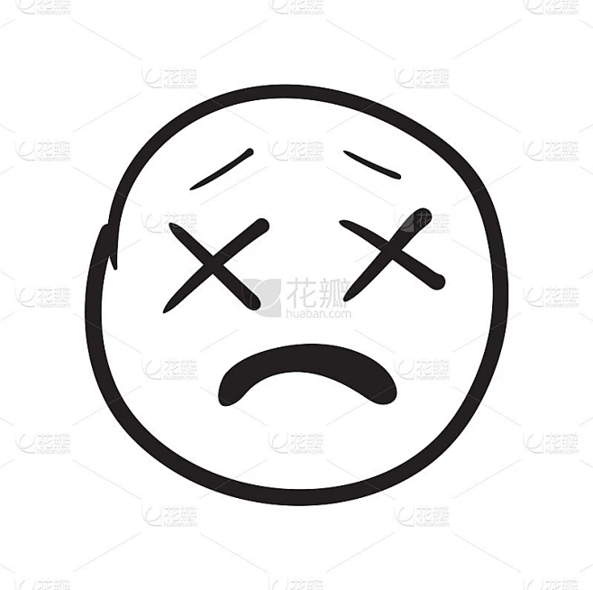 emoji涂鸦累。疲倦的表情社会情绪，矢量插图素材-花瓣网