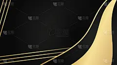 豪华的金色和黑色背景，抽象装饰，金色图案，线条梯度，矢量插图。深灰色，金色线条覆盖模板，几何形状，现
