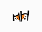 This may contain: an orange and black cat logo with the letter h on it's face, which is