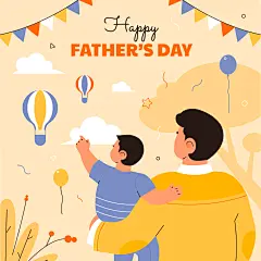 父亲节爸爸孩子陪伴关爱呵护亲子感恩温馨扁平插画海报ai设计素材-淘宝网