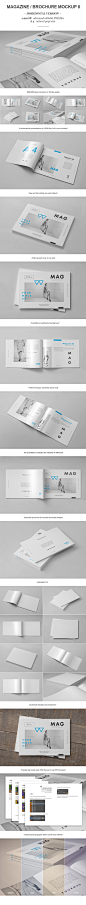 Horizontal Magazine Brochure Mock-up II : Photorealistic A4 horizontal magazine/borchure/catalog mock-up. Easy to use with smart objects. Just open the psd file and then replace all of the objects.
