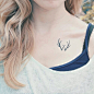 创意可爱性感美女锁骨鹿角纹身图案