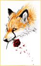 .:Fox and Rose:Tattoo Design:. by WhiteSpiritWolf