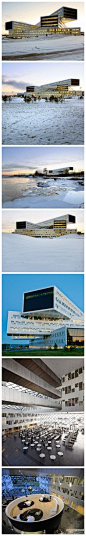 A-Lab设计的挪威Statoil办公大楼。建筑师把“办公机器”分解为五个小的体积。 这五个140米长的翅膀被堆叠成十字交叉型，两个位于底部，两个在中间，一个在上面。尾端区域互相重叠，但是外形依然创造了高达30米的悬臂。
