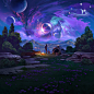 General 3840x3829 digital art artwork illustration landscape space nature forest night planet Saturn science fiction fantasy art Kevin Gnutzmans