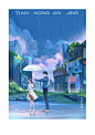 为你打伞_天空安静-na-__插画师作品_涂鸦王国gracg.com