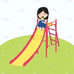 进行中,女孩,可爱的,公园,学龄前儿童,小的,设备用品,享乐,滑,休闲