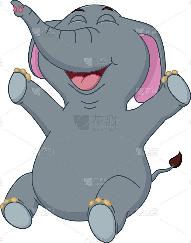 Happy Elephant卡通坐着