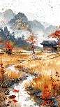 秋日美景插画壁纸