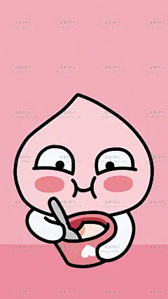 独家可爱屁桃超高清iphone手机壁纸韩国kakao自画重绘卡通壁纸b1-淘宝网