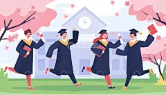 创意卡通青春校园毕业季手绘插画高清模板免费下载-趣麦麦图