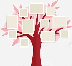 粉红家庭树照片墙矢量图 免费下载 页面网页 平面电商 创意素材