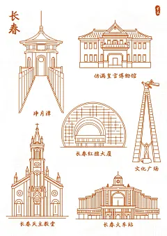 地标性建筑｜长春｜挑战100篇线稿（37） - 小红书