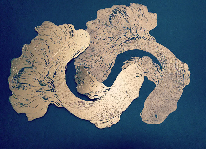 Betta fish linocut N...