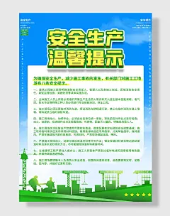 施工工地安全生产安全提示宣传海报简约海报