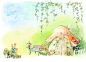 时尚渐变创意高端清新手绘风景插画