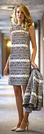 Tory Burch Black And White Jacquard Print Elegant and Classy Dress by The Classy Cubicle