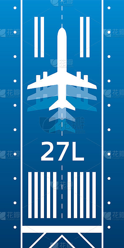 航空运输说明。飞机在跑道上。矢量设计