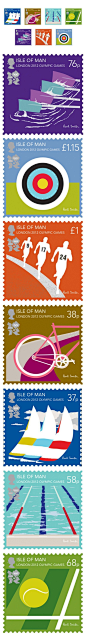 伦敦奥运会邮票设计，英国时尚界老顽童Paul Smith亲自为曼岛邮局设计。