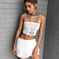 Festival trend || L I N E N ✮ KISS N TELL TOP & DONMINATRIX SHORTS styled with @lazurah ✮ Shop new arrivals online xx #dollygirlfashion #linen #top #crop #skort #shorts #festival #outfit #white #ootd #cute #love #trend #boho #gypsy #fashion