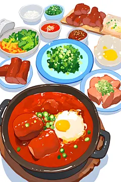 卤肉饭便当美食插画绘画图片
