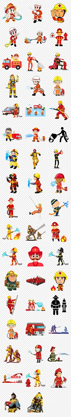 卡通动漫救火消防员人物海报素材背景图片PNG