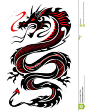 This may contain: a dragon tattoo design on the side of a white sheet with red and black ink