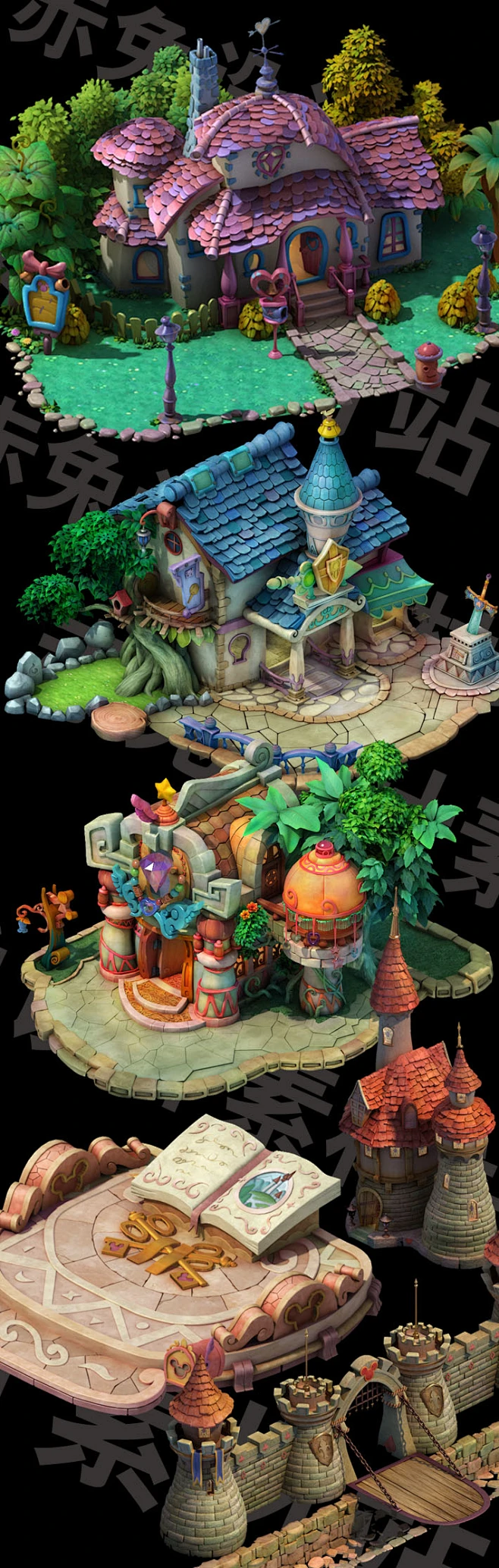 游戏美术素材资源Q版场景建筑植物山石地表3dmax模型贴图源文件-淘宝网.jpg-花瓣网