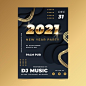 Flat design new year party poster template