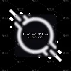 Glassmorphism风格。空白的旗帜。一套透明玻璃板，具有逼真的玻璃形态效果。矢量图
