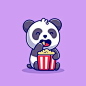 Cute panda eating popcorn cartoon icon... | Free Vector #Freepik #freevector #food #character #cartoon #animals