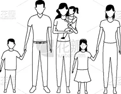 家庭,黑白图片,头像,动画片,女儿,可爱的,多代家庭,人,父母,爱