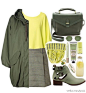 军绿色风衣+zara短袖针织衫+灰色格纹短袖+Jeffrey Campbell短靴+军绿色单肩包