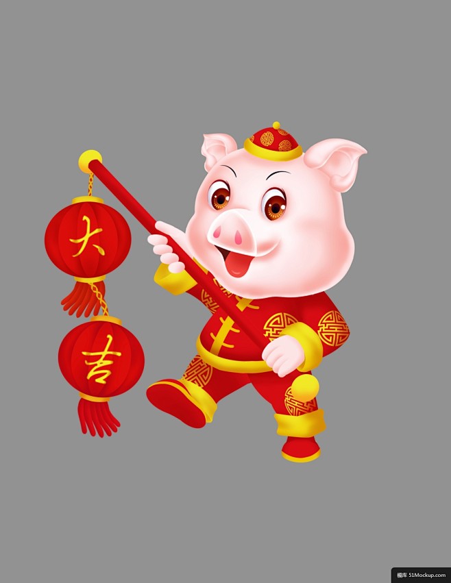 猪年卡通2019红色喜庆红包发财小猪03...