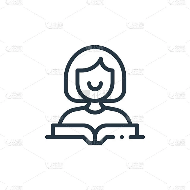 读者图标矢量从书的概念。细线插图的读者可编辑的笔触。读者线性标志使用在web和移动应用程序，标志，印素材-花瓣网