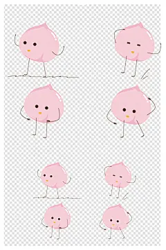 手绘卡通水果桃子水蜜桃表情包矢量水果搞怪