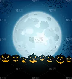 万圣节的背景有南瓜和月亮。