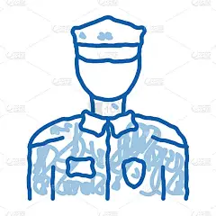 穿着警服的警察涂鸦图标手绘插图