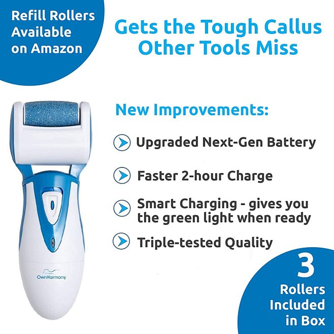 Electric Callus Remover Rechargeable Electronic Foot File CR900 by Own Harmony
