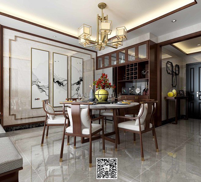 和川空间表现顾老师作品——澜郡新中式客餐...