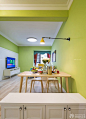 简装90平米三室一厅房屋小餐厅装修效果图集#绿色墙面#