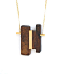 LINE 2 gold - Wood pendant necklace and gold-plated elements.Free shipping.Wood Jewelry 木质首饰